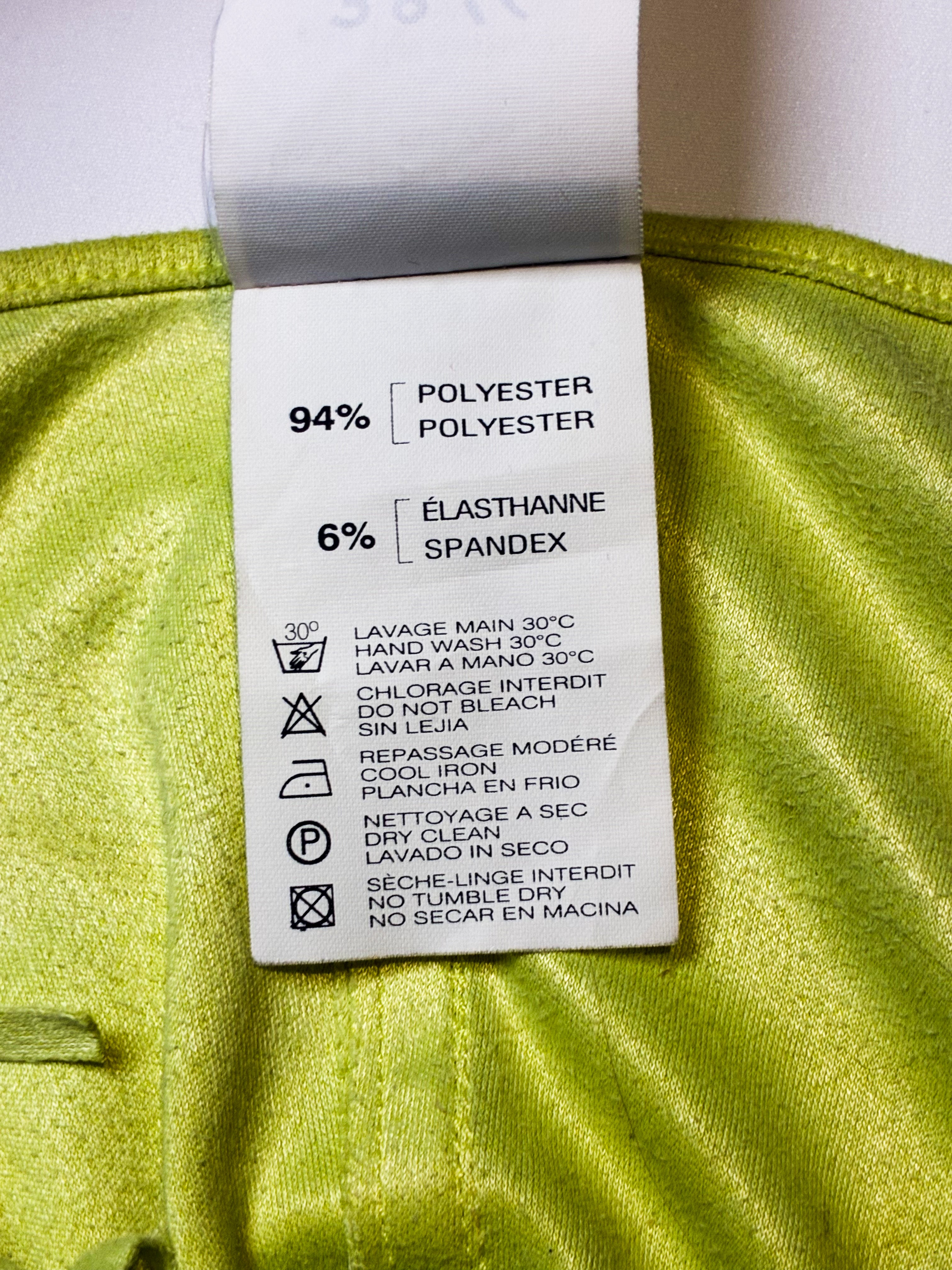 Plein Sud Jeans 2000s Chartreuse Fringe Hook Front Crop Top - S