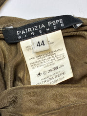 Patrizia Pepe Firenze 2000s Olive Ruched Sequin-Trim Halter Dress - S-L