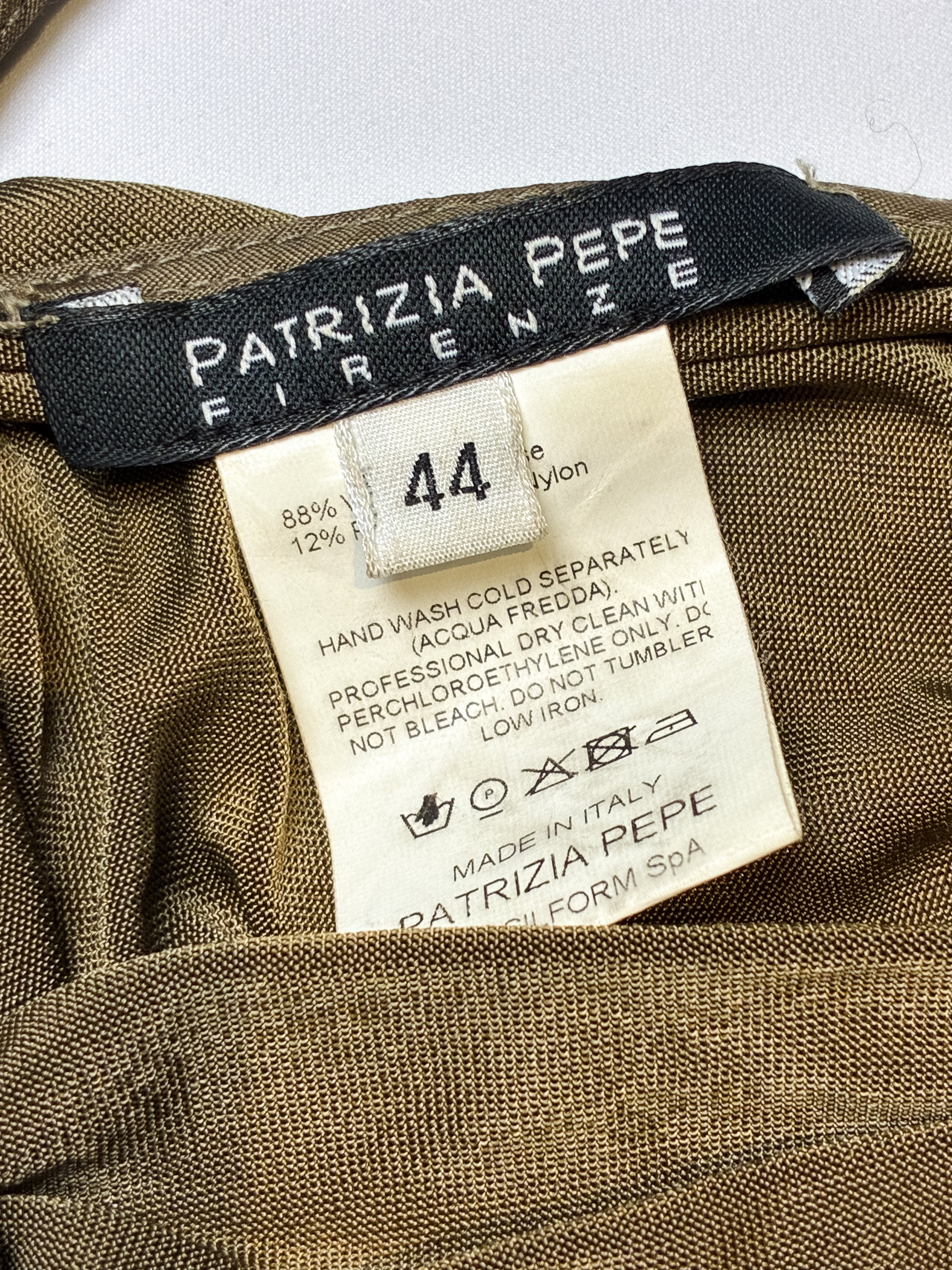 Patrizia Pepe Firenze 2000s Olive Ruched Sequin-Trim Halter Dress - S-L