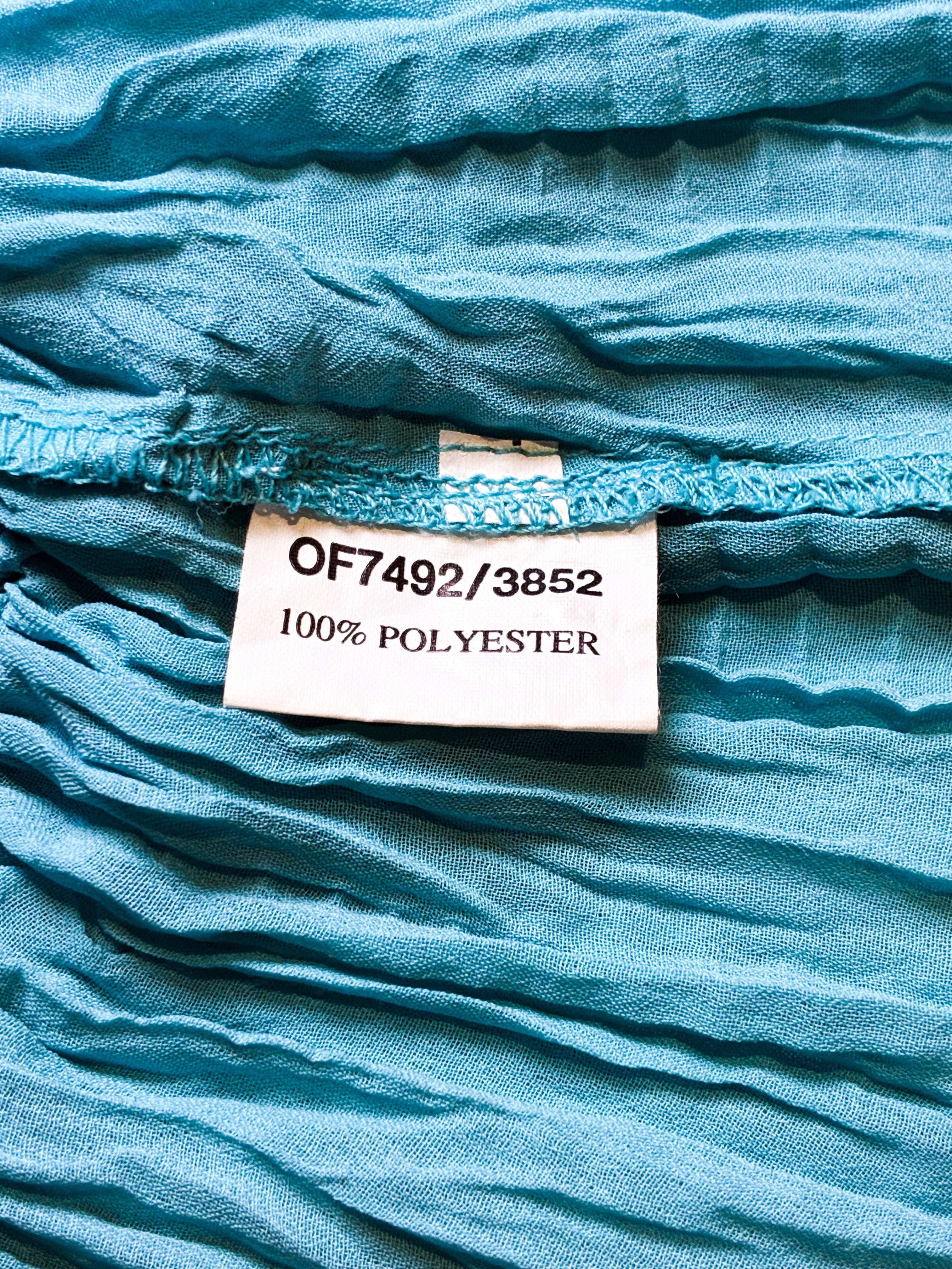 Multiples Créateur 2000s Turquoise Crinkle Smocked Blouse - M-XL