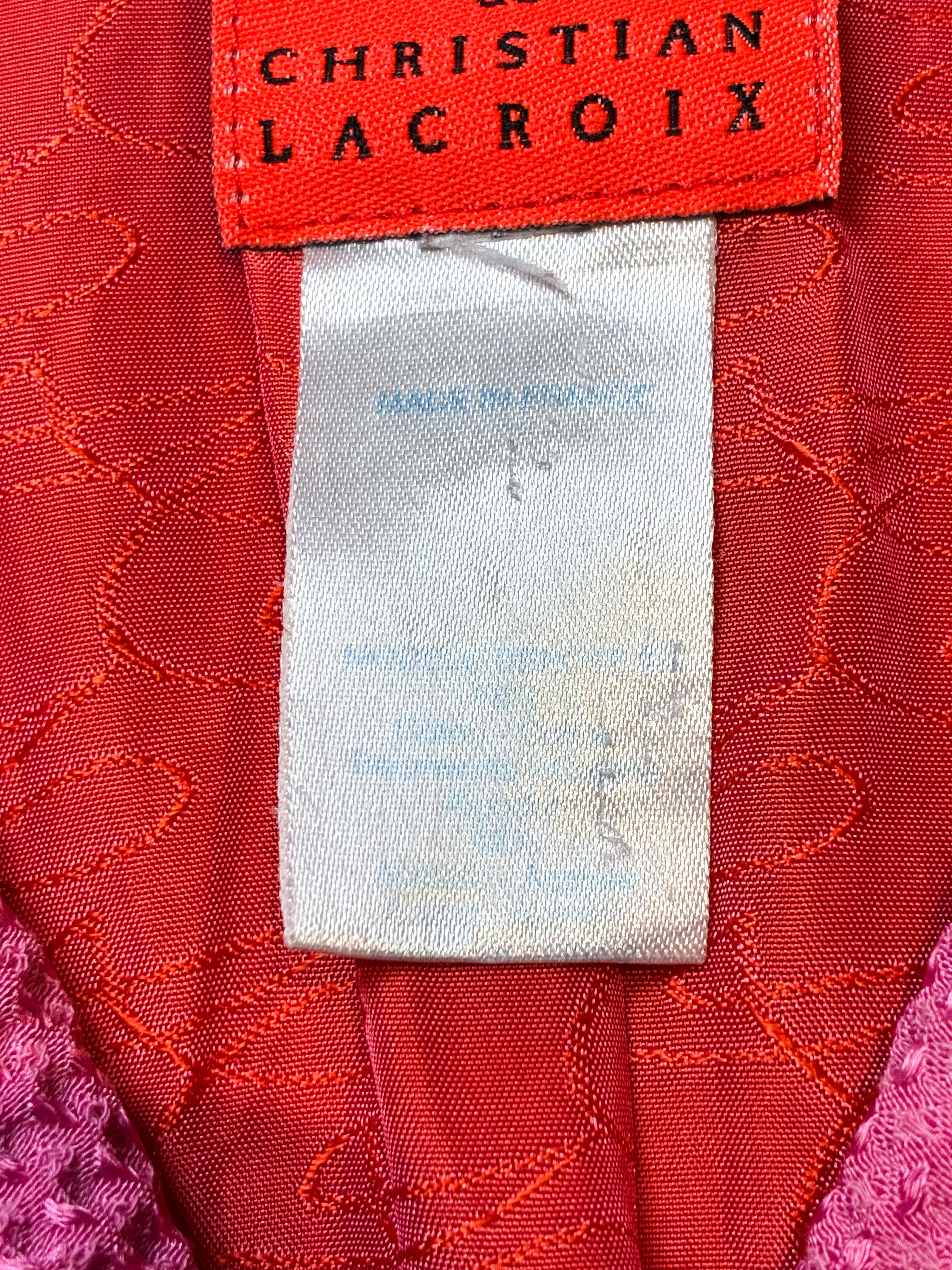 Bazar de Christian Lacroix 2000s Pink Waffle Texture Short Sleeve Zip Jacket - XS