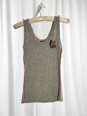 D&G 2000s Grey I Love D&G Logo Tank Top with Pink Velvet Trim - XS/S