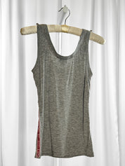 D&G 2000s Grey I Love D&G Logo Tank Top with Pink Velvet Trim - XS/S