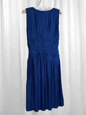 La Perla 2010s Cobalt Blue Plissé Plunge Bodysuit Dress - S