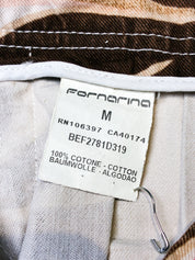 Fornarina 2000s Brown & Pink Retro Floral Pleated Denim Skirt - M