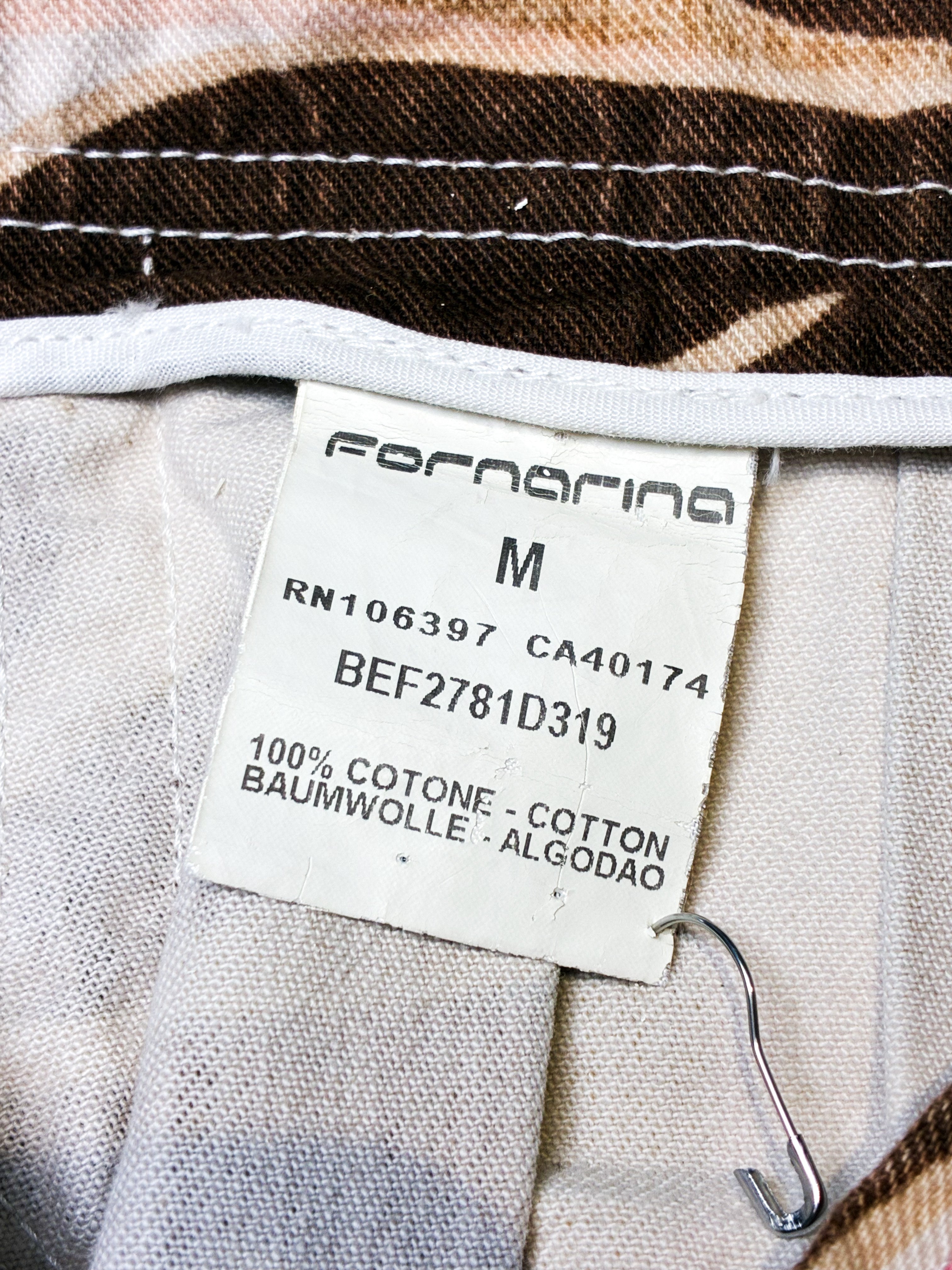 Fornarina 2000s Brown & Pink Retro Floral Pleated Denim Skirt - M