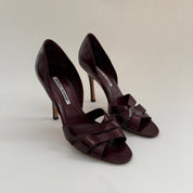 Manolo Blahnik Crimson Peep Toe Heels