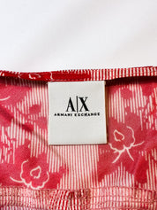 Armani Exchange 2000s Red Floral Asymmetric Hem Slip Dress - XS