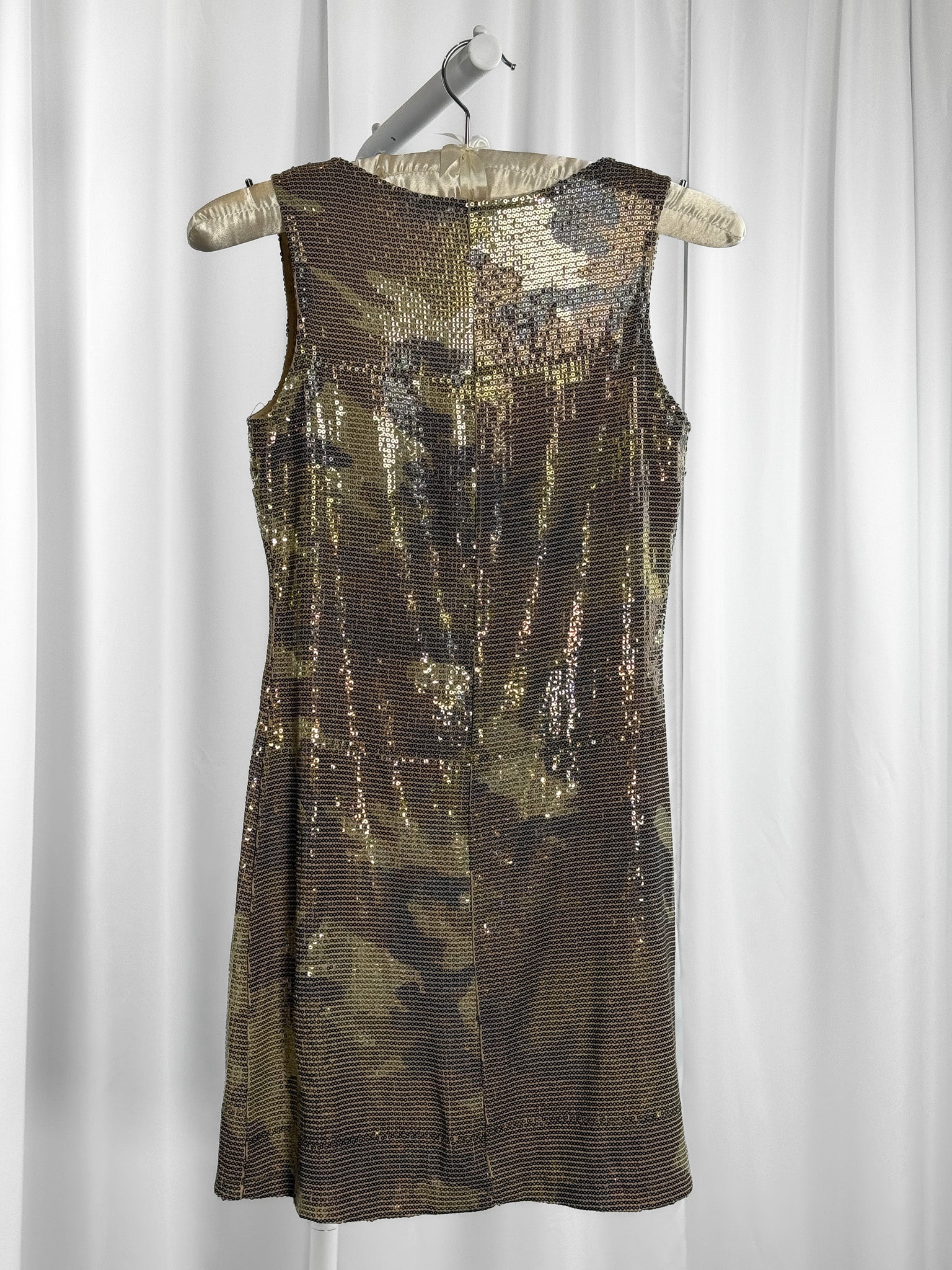 Pois 2000s Gold Camo Sequin Mini Dress - S