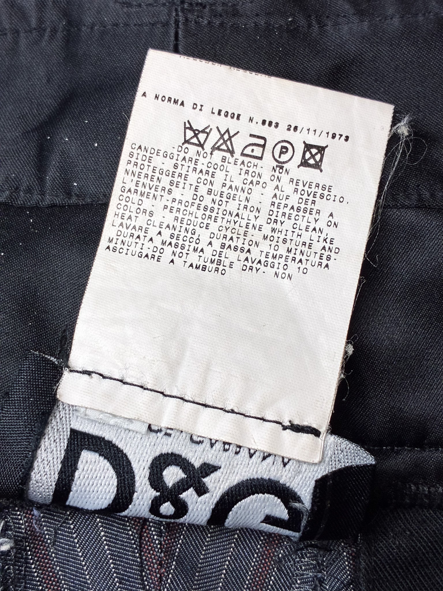 D&G Dolce & Gabbana 2000s Grey Pinstripe Black Waistband Trousers - W31