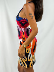 Missoni 2000s Peacock Feather Print O-Ring Halter Mini Dress - XS/S