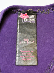Pinko 2000s Pink Panther Appliqué Purple Top & Cream Denim Mini Skirt Set - S/M