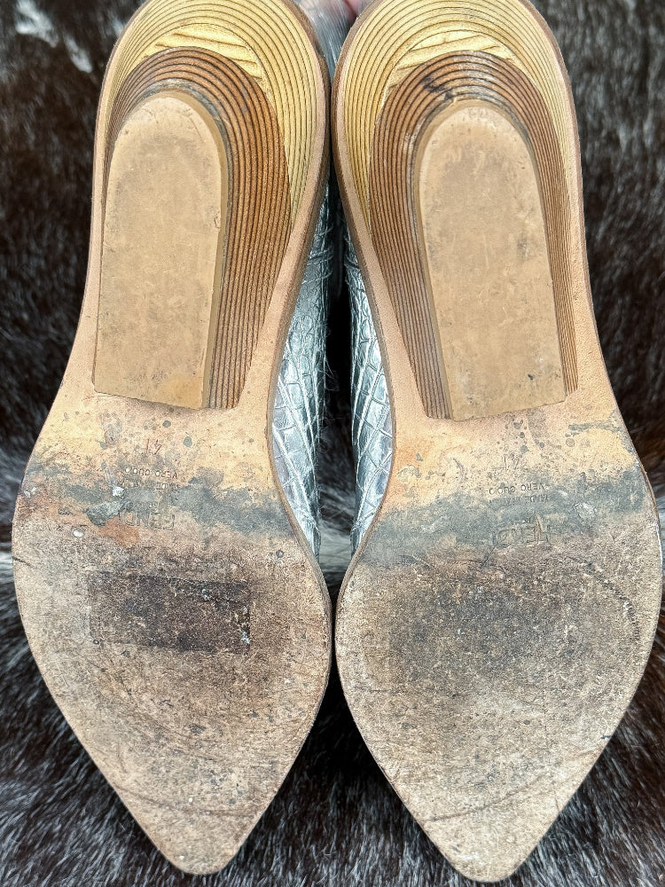 Fendi Fall 2018 Limited Edition Silver Cowboy Boots