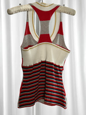 Just Cavalli 2000s Red & Grey Striped Pegasus Logo Racerback Tank - S