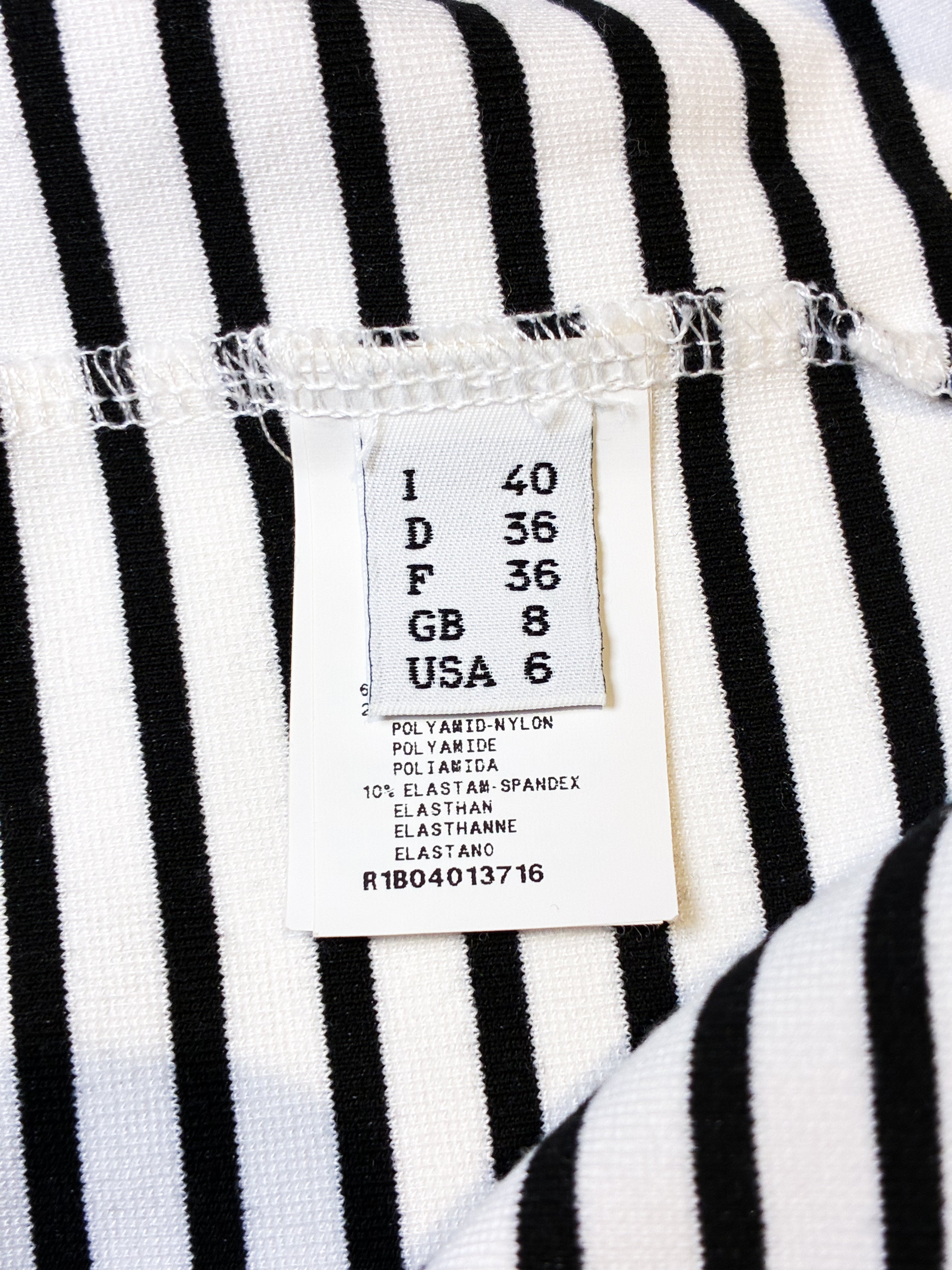 Moschino Cheap and Chic 2000s Black & White Striped Red Contrast Stitch Mini Dress - S