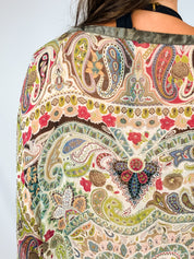 2000s Multicolor Paisley Print Silk Kaftan Cover-Up - M/L