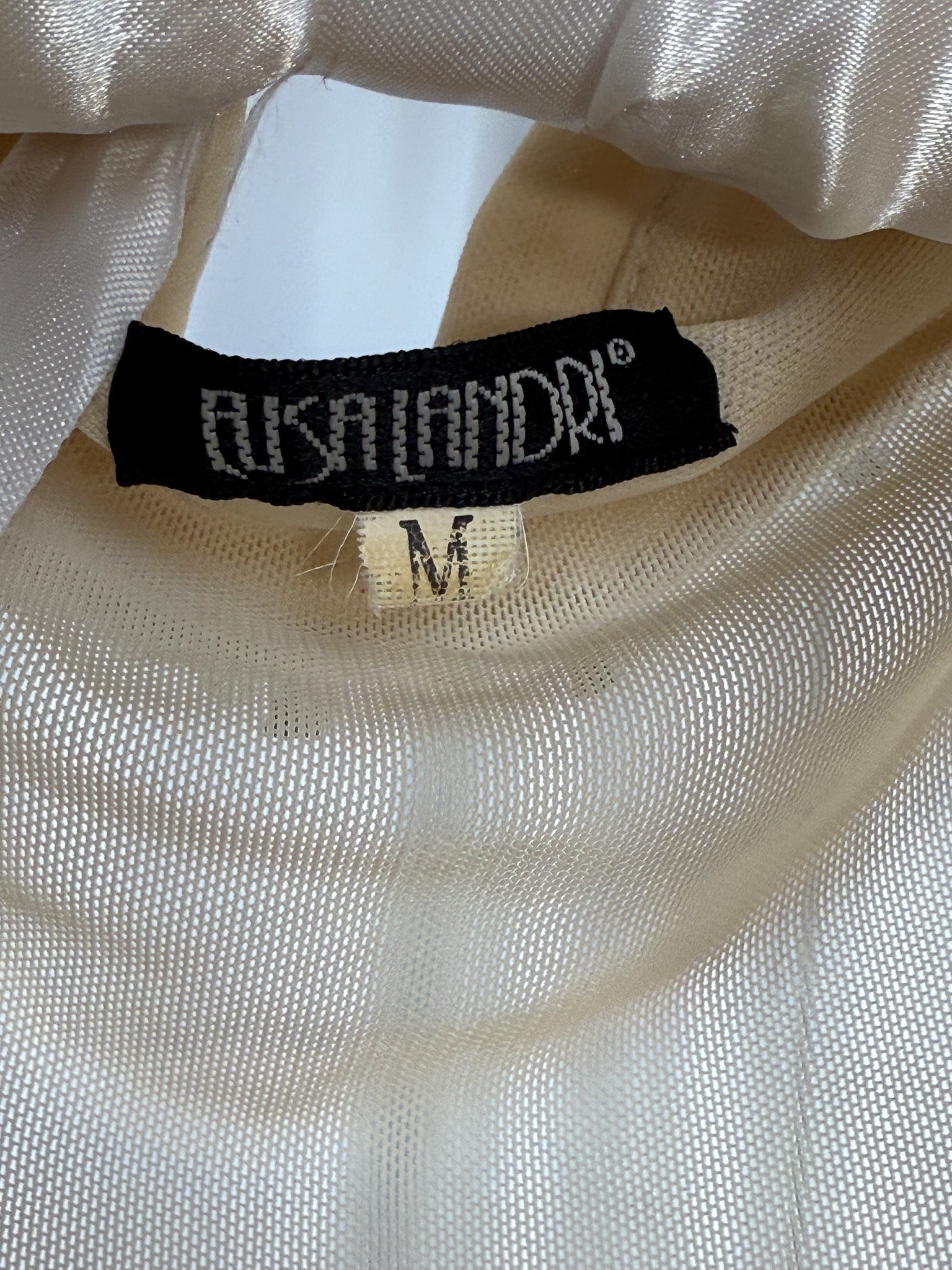 Elisa Landri 2000s Cream to Navy Ombré Beaded Mesh Shirt - M