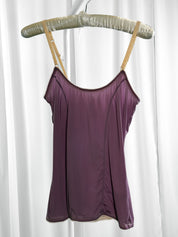 D&G Underwear 2000s Lilac Stretch Cami Top with Nude Logo Straps - Deadstock - S/M