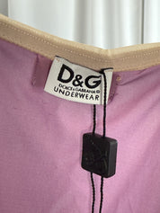 D&G Underwear 2000s Lilac Stretch Cami Top with Nude Logo Straps - Deadstock - S/M