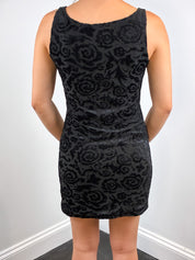 Alain Manoukian 1990s Black Velvet Jacquard Mini Dress - XS/S