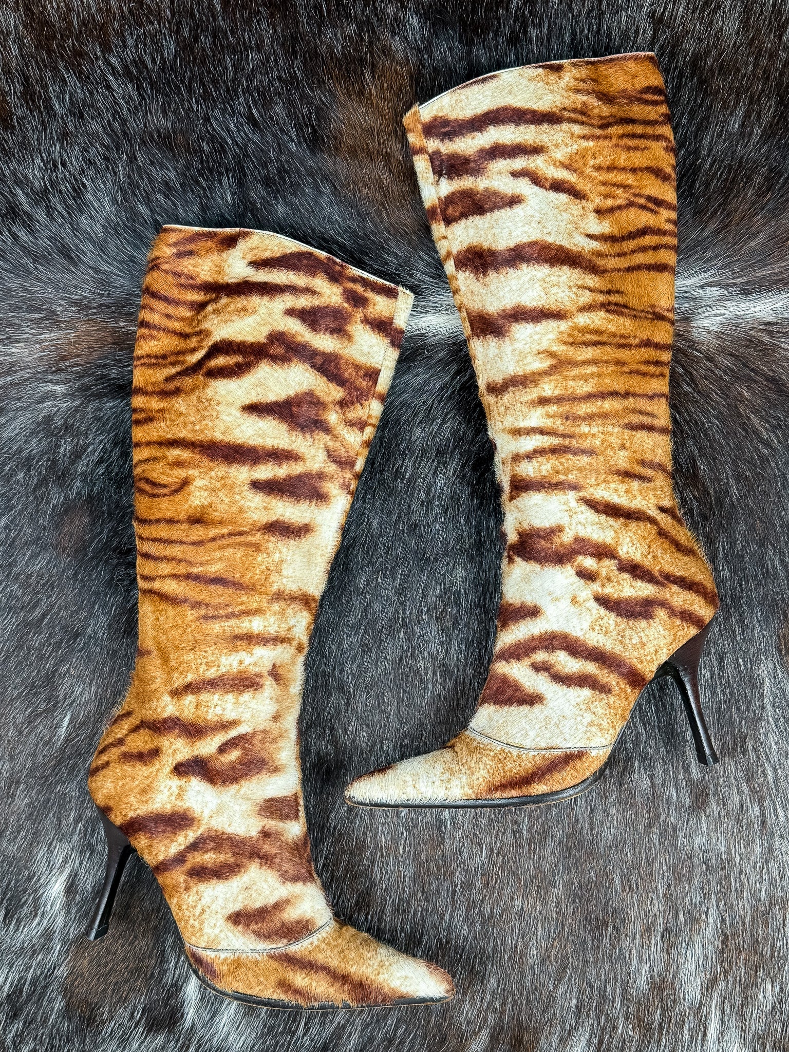 Roberto Cavalli 2000s Tiger-Print Knee-High Boots