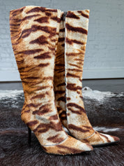 Roberto Cavalli 2000s Tiger-Print Knee-High Boots