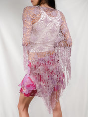 New York & Company 2000s Lavender Crochet Fringe Shawl - One Size