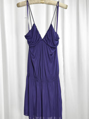 Patrizia Pepe Sera 2000s Purple Sheer Jersey Double Strap Mini Dress - S