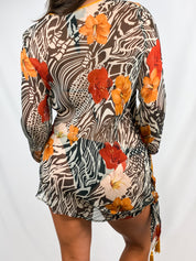 Luisa Spagnoli 2000s Sheer Silk Animal Floral Print Tunic - S/M
