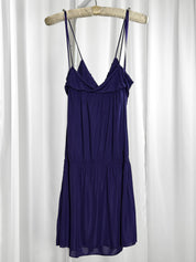 Patrizia Pepe Sera 2000s Purple Sheer Jersey Double Strap Mini Dress - S