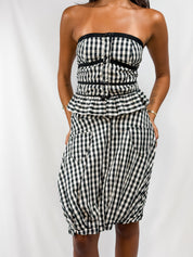 Fornarina 2000s Black Gingham Corset Top and Bubble Skirt Set - XS/S