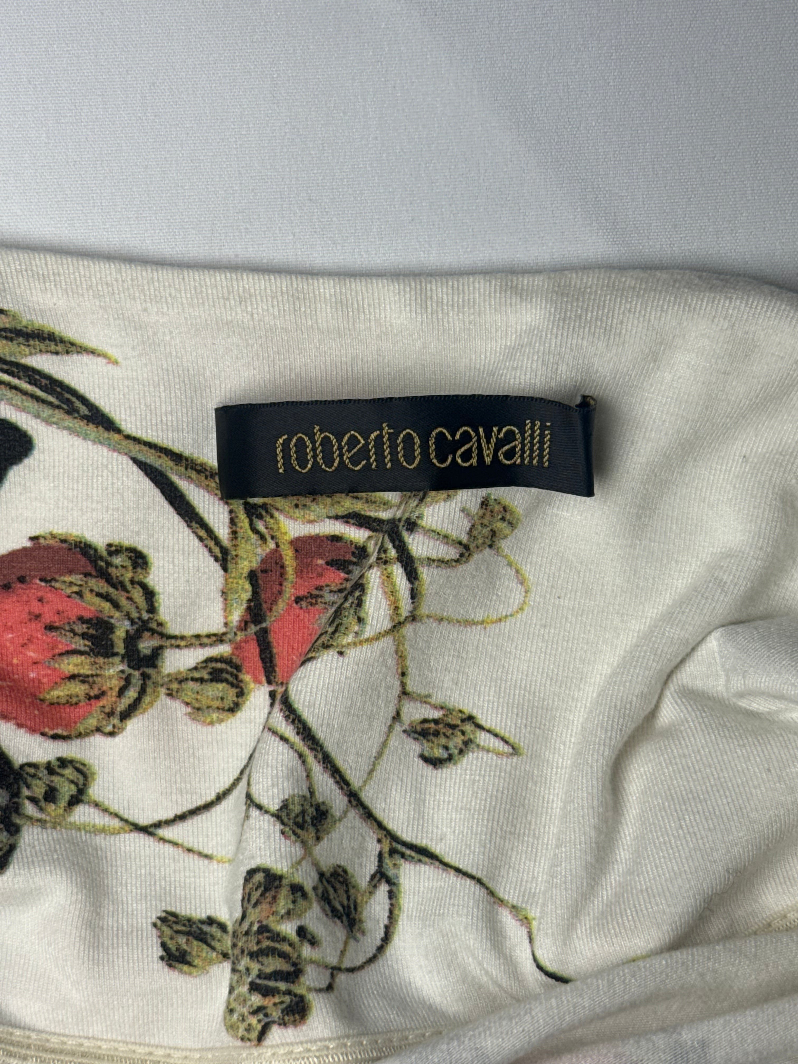 Roberto Cavalli S/S 2005 Botanical Fruit & Tiger Print Tie-Front Top - S/M