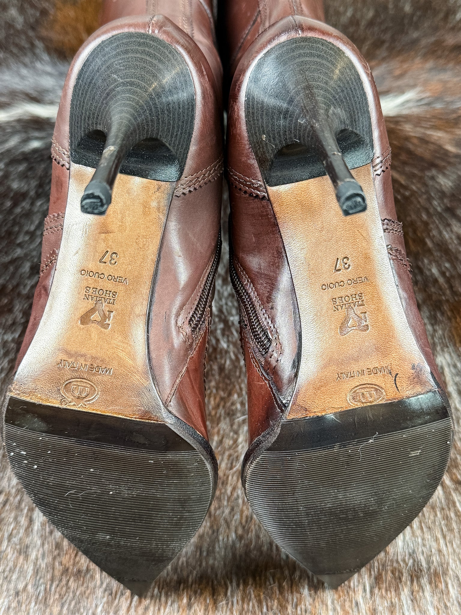 Lea Foscati 2000s Brown Leather Stiletto Boots