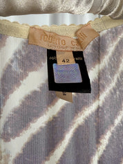 Roberto Cavalli Underwear 2000s Zebra Print Sheer Mesh Lace Panel Tee - S/M