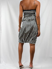 Fornarina 2000s Black Gingham Corset Top and Bubble Skirt Set - XS/S