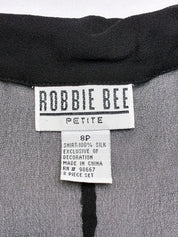 Robbie Bee 2000s Black Sheer Floral Beaded Crop Blouse - S