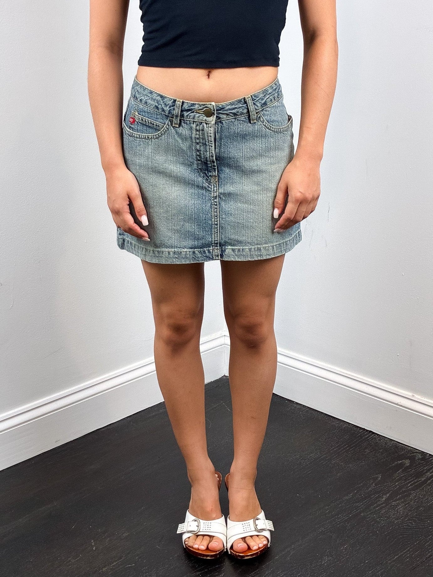 Miss Sixty 2000s Light Wash Low Rise Denim Mini Skirt - XS/S