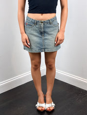Miss Sixty 2000s Light Wash Low Rise Denim Mini Skirt - XS/S