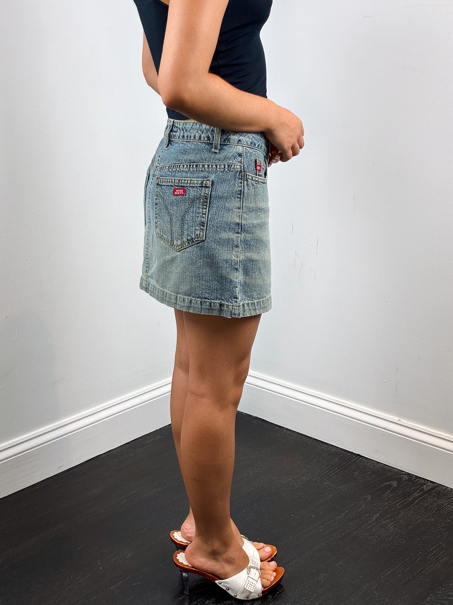 Miss Sixty 2000s Light Wash Low Rise Denim Mini Skirt - XS/S