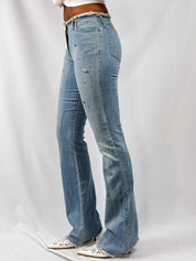 La Placa Jeans 2000s Rhinestone Star Stud Embellished Flare Jeans - S/M