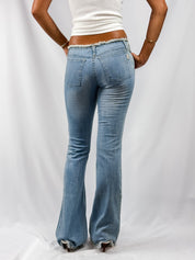 La Placa Jeans 2000s Rhinestone Star Stud Embellished Flare Jeans - S/M