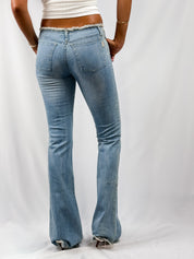 La Placa Jeans 2000s Rhinestone Star Stud Embellished Flare Jeans - S/M