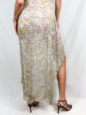 Patrizia Pepe 2000s Grey Floral Print One-Shoulder High-Low Dress - XS/S