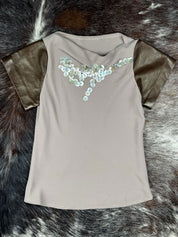 Italian 2000s Mother of Pearl Taupe Top