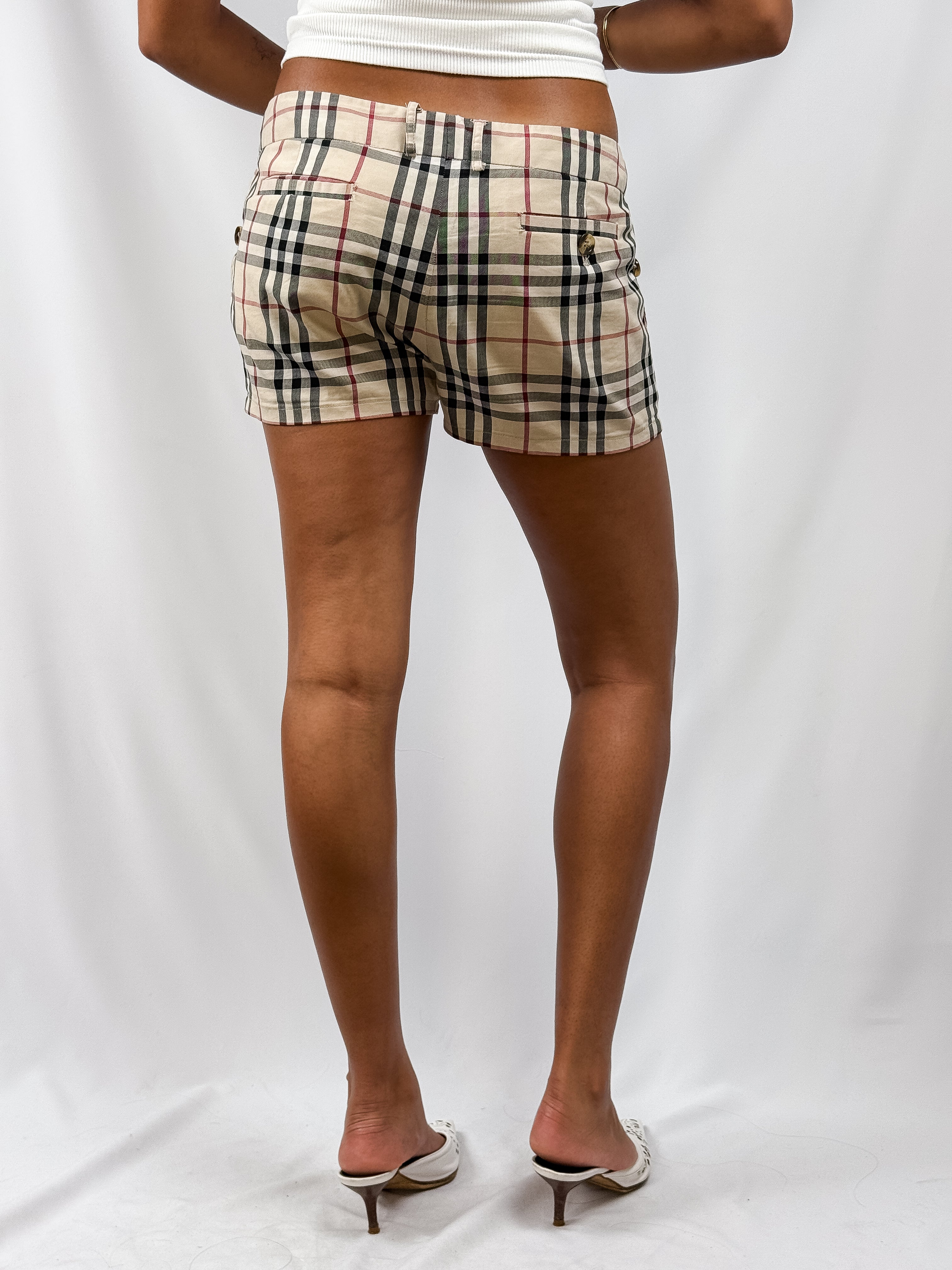 Burberry 2000s Nova Check Low Rise Shorts - XS/S