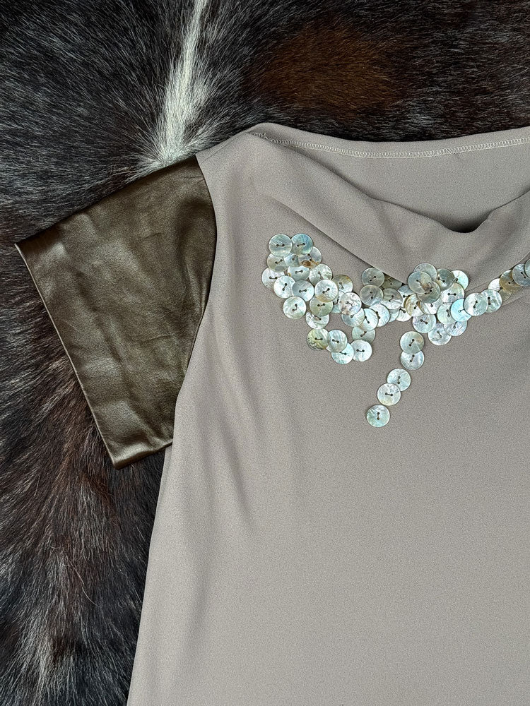 Italian 2000s Mother of Pearl Taupe Top