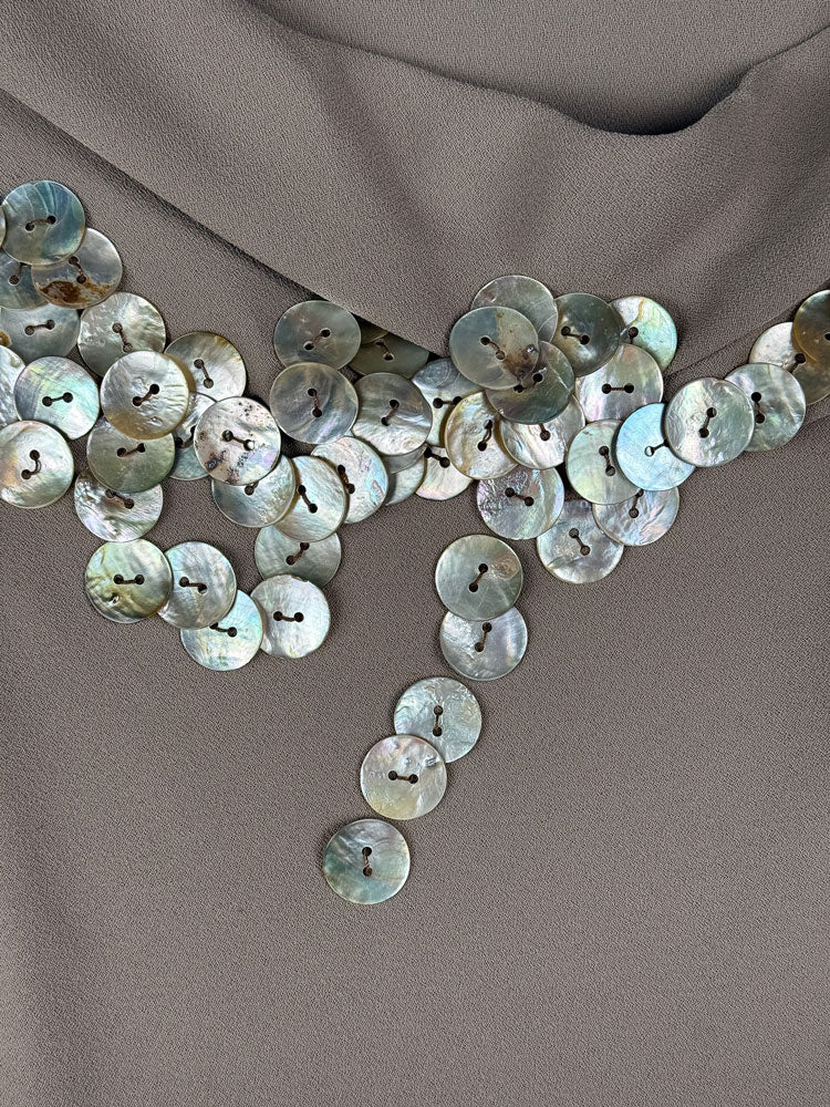 Italian 2000s Mother of Pearl Taupe Top