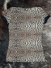 Just Cavalli 2000s Leopard Lace-Trim Tee