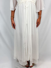 In Bloom by Jonquil Ivory Floral Embroidered Chiffon Robe and Slip Set - M