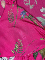 Class Roberto Cavalli 2000s Pink Floral Drop Waist Midi Dress